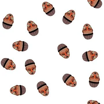 Pattern face tribal mask cartoon vector Illustrazione stock