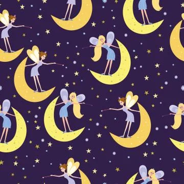 Pattern with fairy vector Stock Illustration