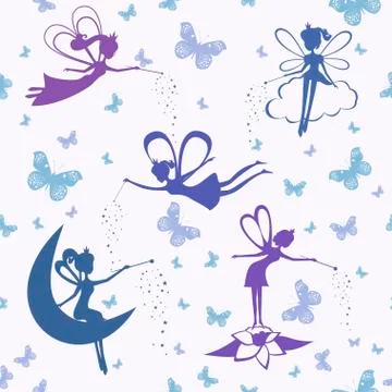 Pattern with fairy vector Stockillustratie