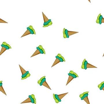 Pattern Fallen ice cream cone melting on ground Stock-Illustration
