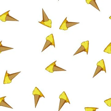 Pattern Fallen ice cream cone melting on the ground 库存插图