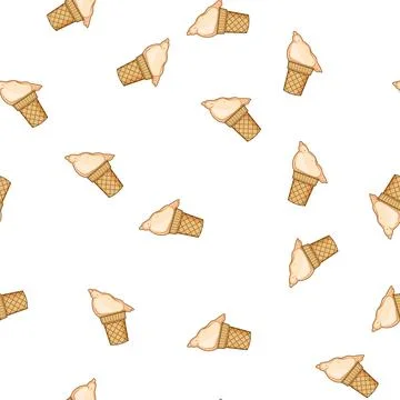 Pattern Fallen ice cream melting from a waffle cone Stock Illustration