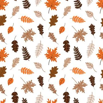 Pattern with fallen leaves on a white background Stock Illustration