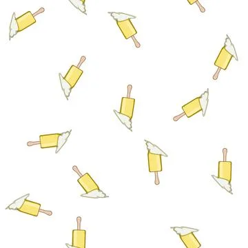 Pattern Fallen melting yellow ice cream popsicle summer dessert Stock-Illustration