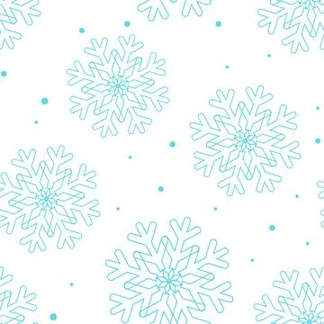 Pattern with falling blue snowflakes. Stock Illustration