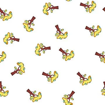 Pattern Fantasy cartoon tree with glowing gems Stock Illustration