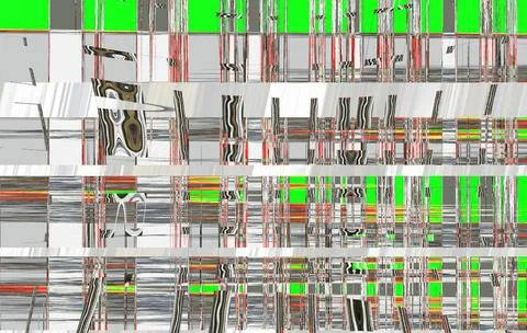 Pattern of fantasy electric tecno background in green, red and white Stock Illustration