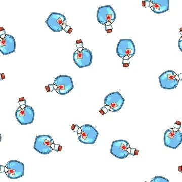 Pattern Fantasy magic healing potion bottle cartoon drawing Stock Illustration