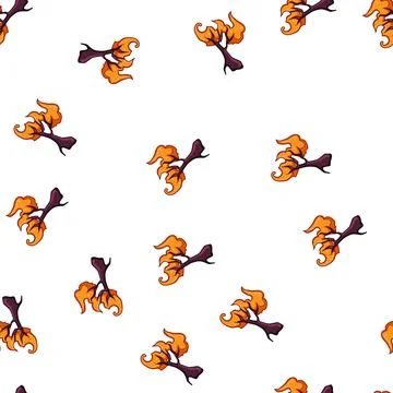 Pattern Fantasy magic tree with glowing orange leaves concept Stockillustratie