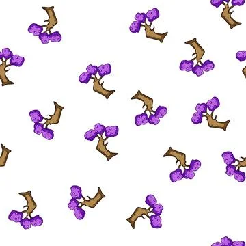 Pattern Fantasy magic tree with purple leaves and fruit Stock Illustration