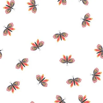 Pattern fashion boho moth cartoon vector Stock Illustration