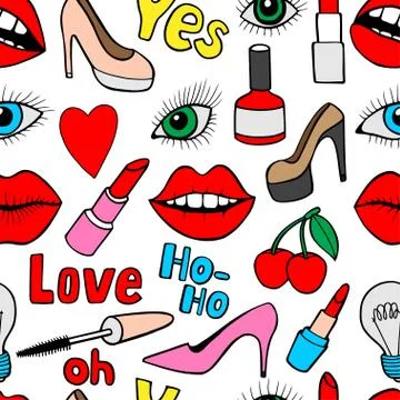 Pattern with fashion patch badges Stock Illustration