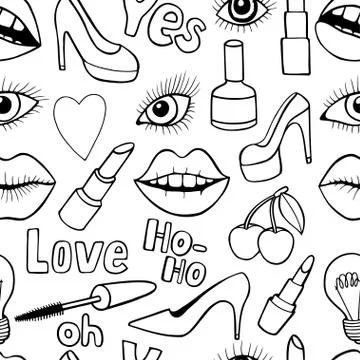 Pattern with fashion patch badges Stock Illustration