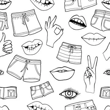 Pattern with fashion patch badges Stock Illustration