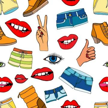 Pattern with fashion patch badges Stock Illustration