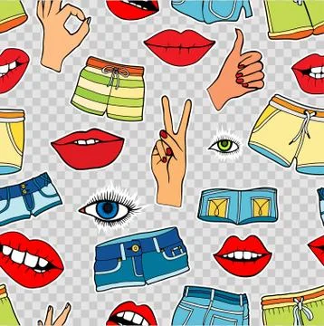 Pattern with fashion patch badges Stock Illustration