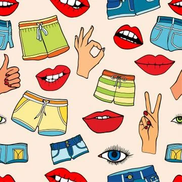 Pattern with fashion patch badges Stock Illustration