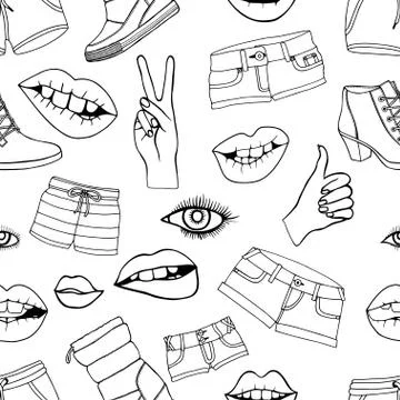 Pattern with fashion patch badges Stock Illustration