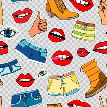 Pattern with fashion patch badges Stock Illustration