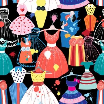 Pattern of fashionable dresses Illustrazione stock