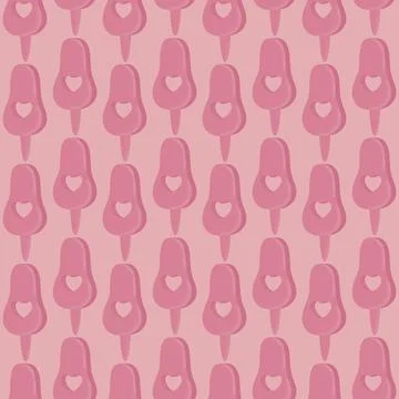 A pattern of favorite popsicle ice cream strawberry flavor on a pink background. Stock Illustration