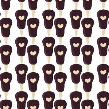 A pattern of favorite popsicle ice cream chocolate flavor on a white background. Stock Illustration
