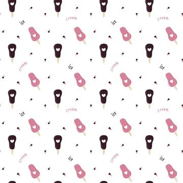 A pattern of favorite popsicle ice cream chocolate and strawberry flavor 스톡 일러스트