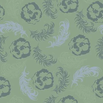 Pattern feather and flowerrs Stock Illustration