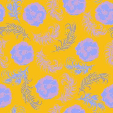 Pattern feather and flowerrs Stock Illustration
