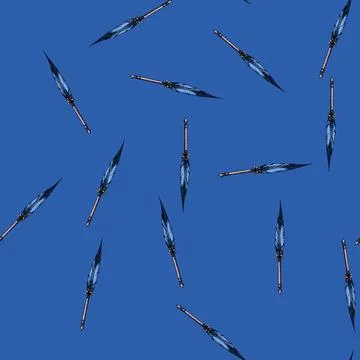 Pattern feather quill pen sketch hand drawn Illustrazione stock
