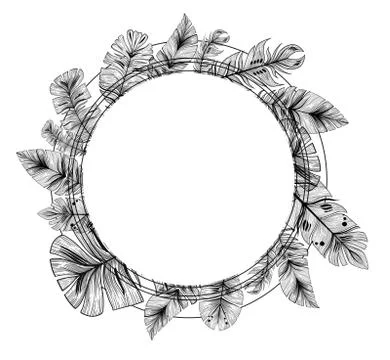The pattern of feathers in a circle Stock Illustration