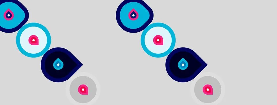 Pattern features blue, pink, white circles. Designs resemble eyes, possibly 스톡 일러스트