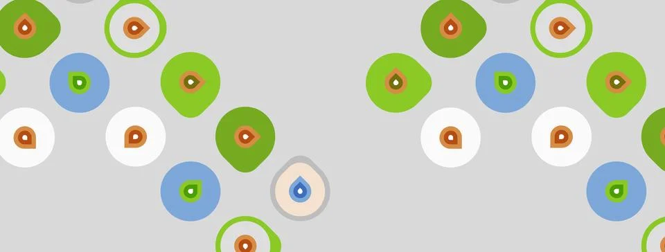 Pattern features circles, dots. Colors include blue, green, beige. Simple d.. イラスト素材