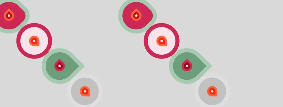 Pattern features circles, droplets. Colors include red, green, pale gray. S.. 스톡 일러스트