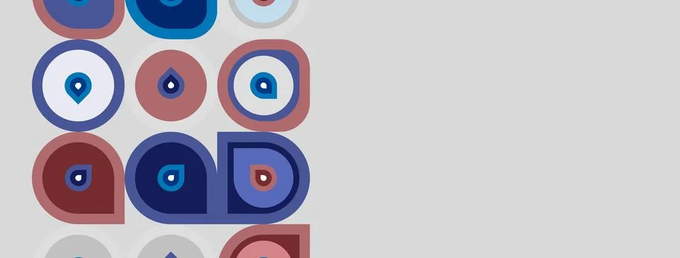 Pattern features circles, varying colors, simple design. Shapes repeat, cre.. Stock Illustration