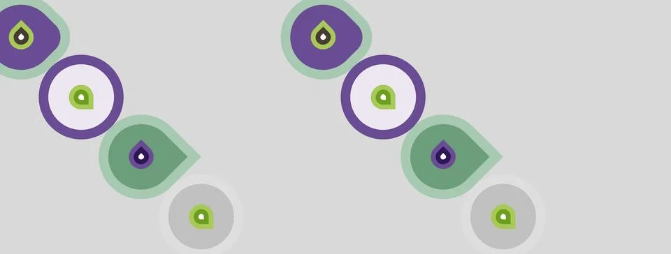 Pattern features circles, varying sizes, purple, green hues. Simple design Stockillustratie