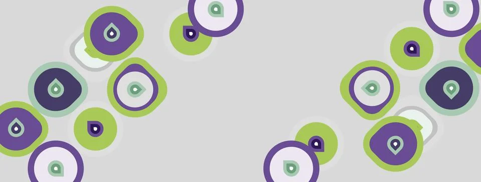 Pattern features circles, varying sizes, purple, green hues. Background appea 库存插图