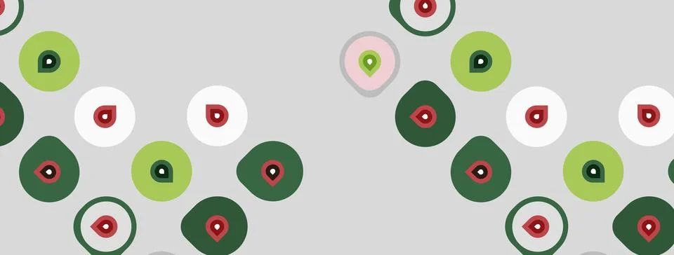 Pattern features colorful circles, dots. Shapes repeat across light gray 库存插图