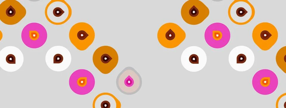Pattern features colorful circles, dots. Orange, pink, white hues dominate 스톡 일러스트
