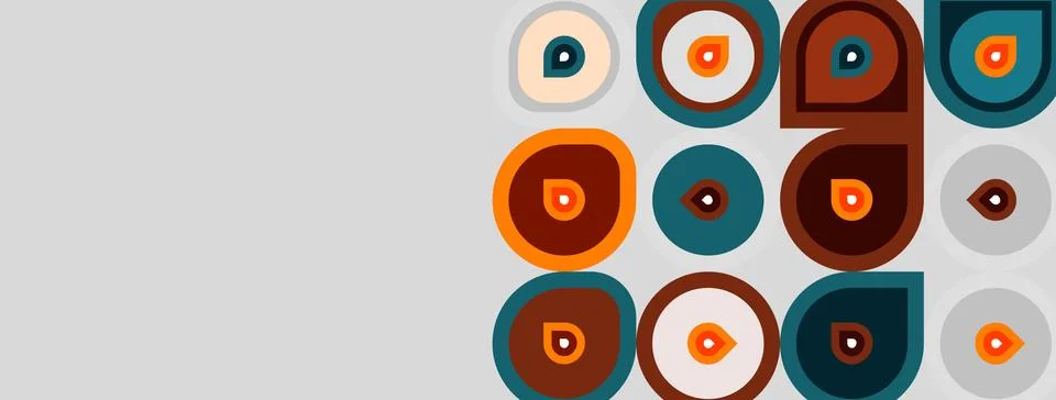 Pattern features colorful circles, each containing stylized eye design. Stock Illustration
