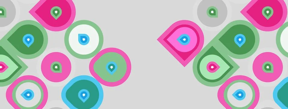 Pattern features colorful circles, pinks, greens, blues. Shapes overlap cre.. Stock Illustration