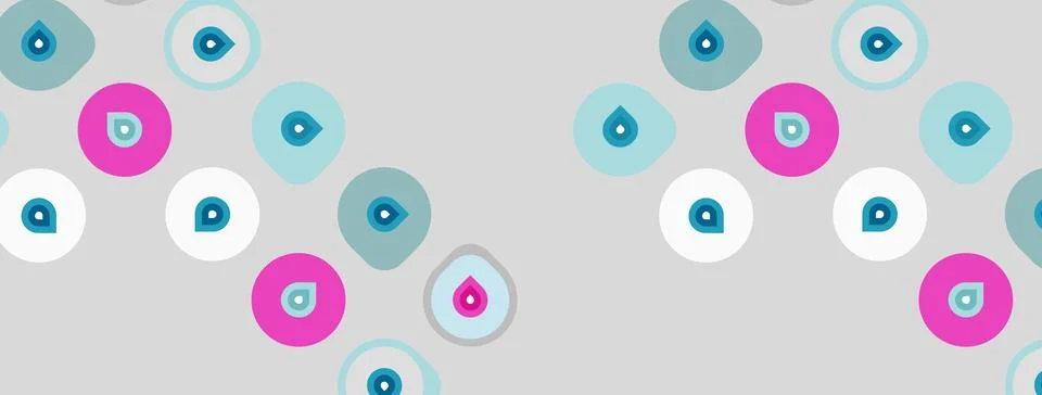 Pattern features colorful circles, varying sizes, shades. Pink, teal, gray .. イラスト素材