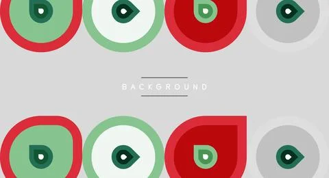 Pattern features concentric circles, red, green, gray colors. Simple geometri Stock Illustration