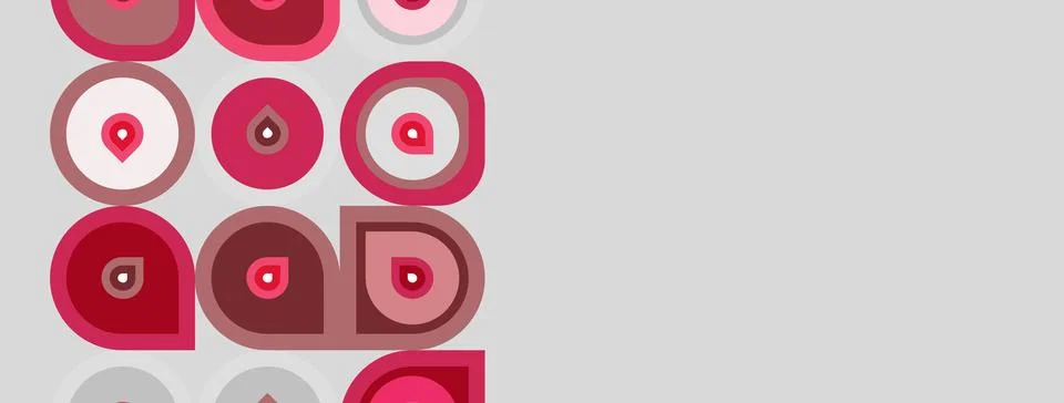 Pattern features concentric circles, varying shades pink. Design feels modern イラスト素材