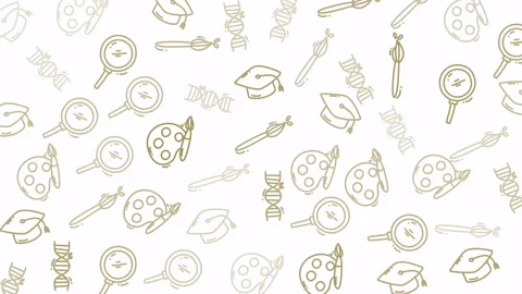 Pattern features doodled science and education icons 库存影片 334815194