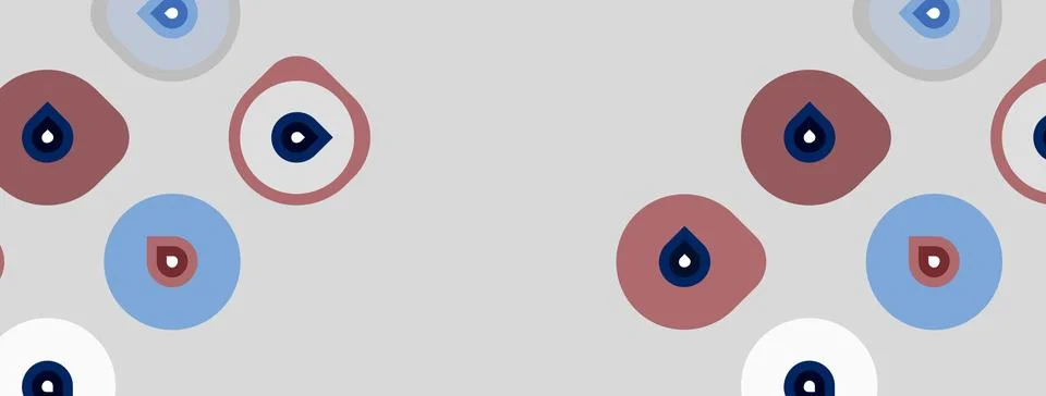 Pattern features eyes, circles. Pink, blue hues dominate neutral background. イラスト素材