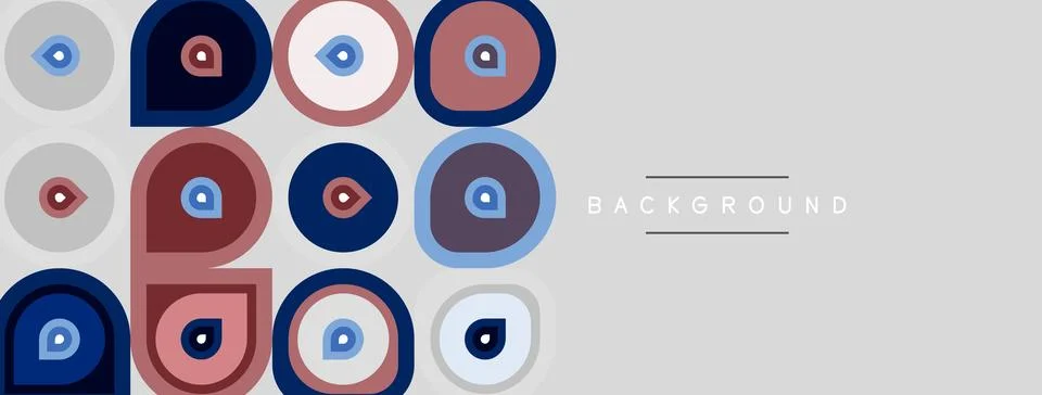 Pattern features eyes within circles, squares. Colors include blue, red, gray 스톡 일러스트