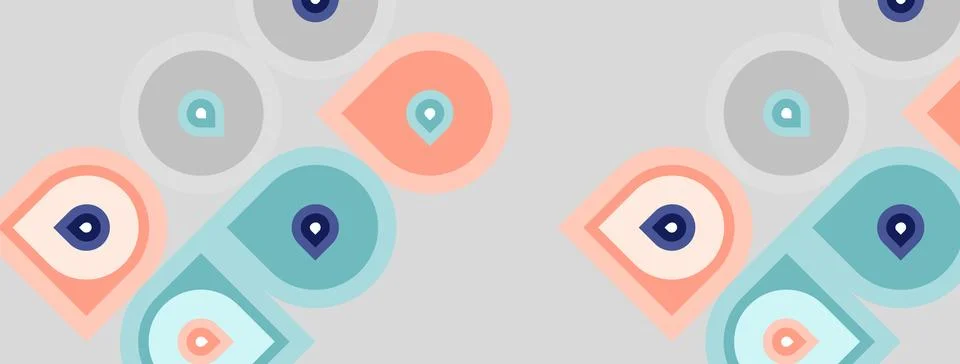 Pattern features geometric shapes, circles, squares, pastel colors. Design Illustrazione stock