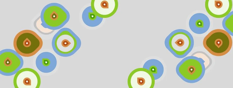 Pattern features overlapping circles, various colors. Soft hues create playfu 스톡 일러스트