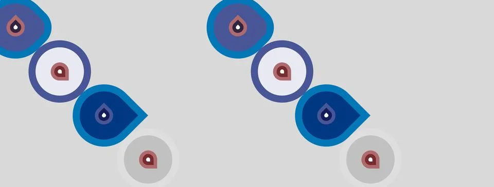 Pattern features repeating blue, white, pink circles. Designs resemble eyes, イラスト素材